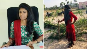 अपने गांव के मुहाने पर हाथ में एक डंडा लेकर खड़ी है युवती :जानिए क्या है पूरा मामला